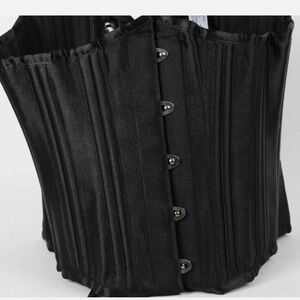 CAMELLIAS Black Satin Widw Waist Corset with Front Closure Sz M